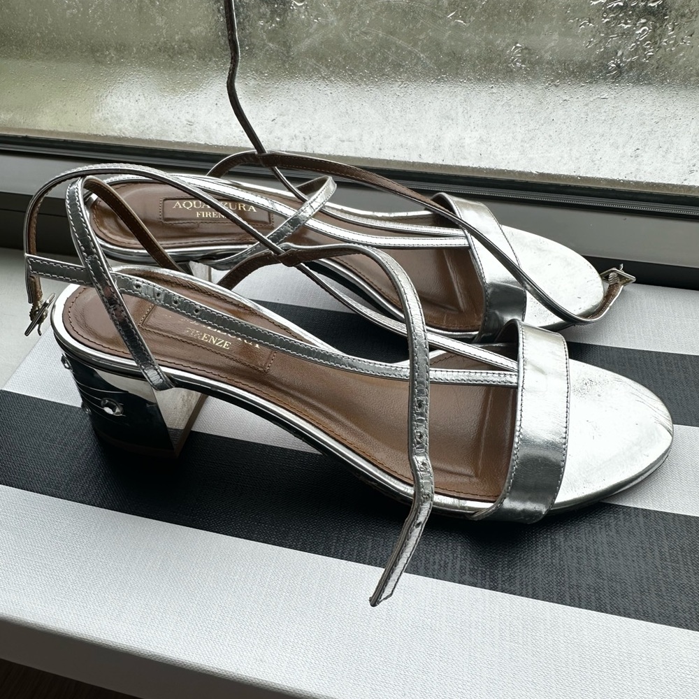 Aquazzura Silver Strappy Women's Sandals 6.5 (36.5)